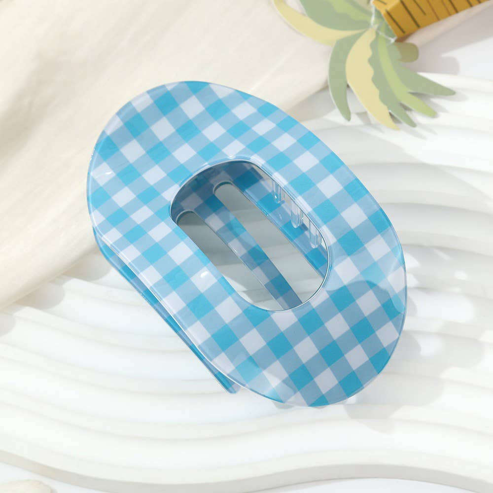 Checkered Oval Gingham Hair Clip: Pink
