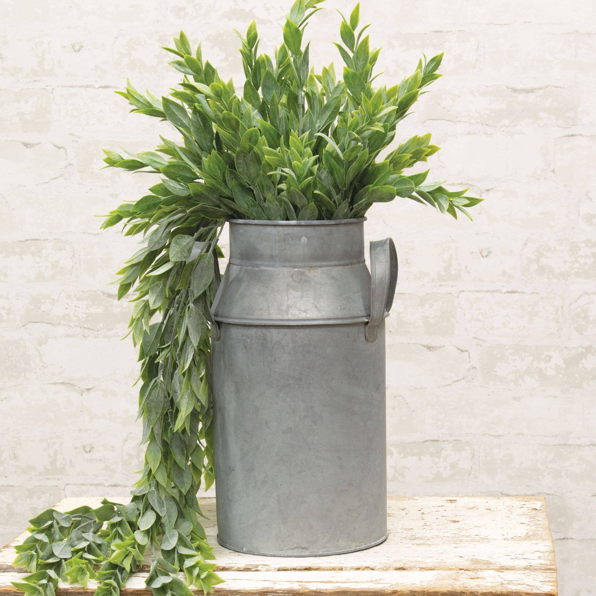 Natural Zinc Milk Can, 10.5"H
