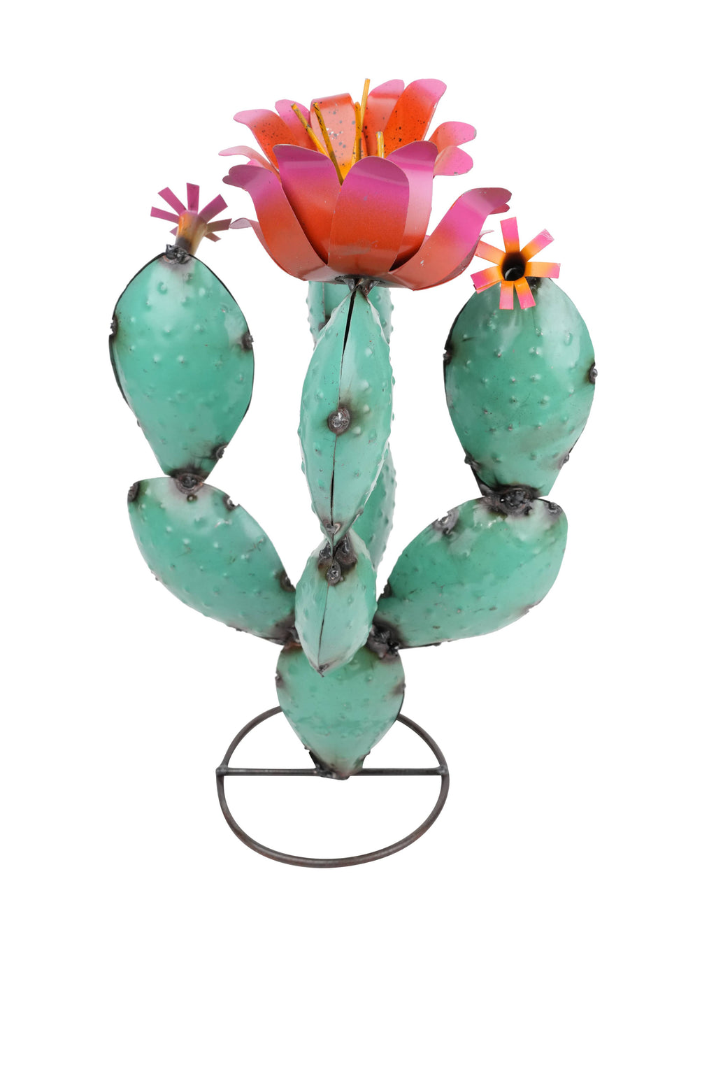 Desert Valley Metal Prickly Pear Cactus: Turquoise
