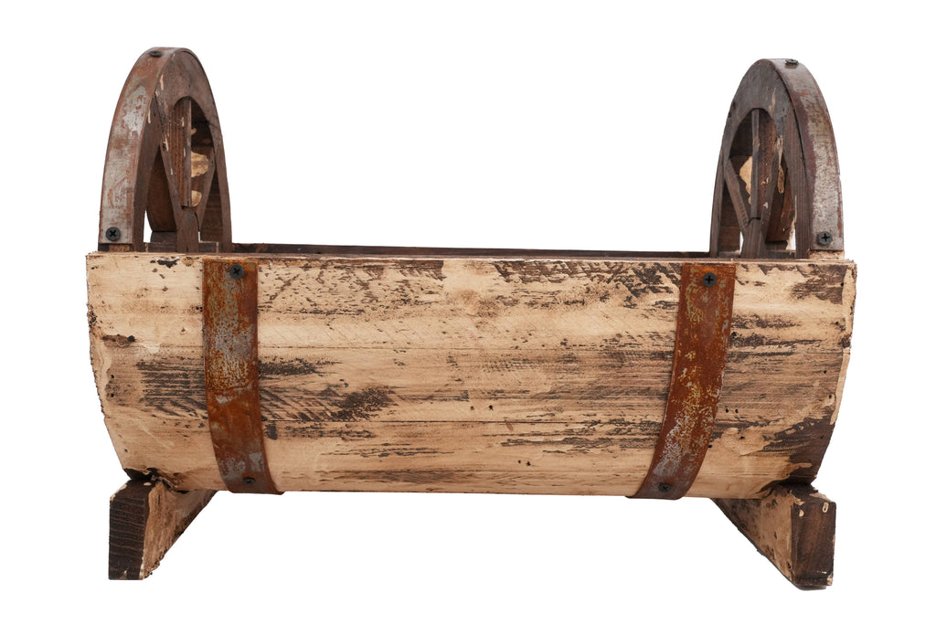Half Barrel Wooden Storage Rack