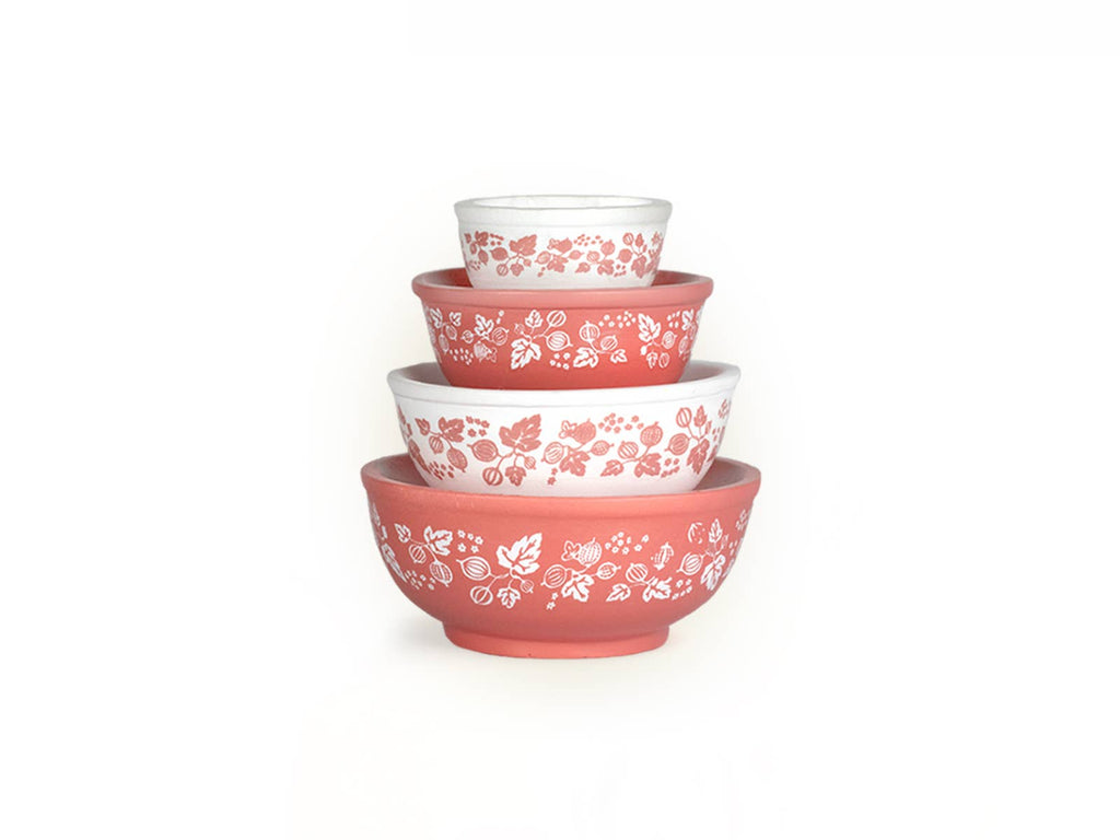 Mini Pyrex-Inspired Mixing Bowls – Retro Stackable Set: Butterfly Gold