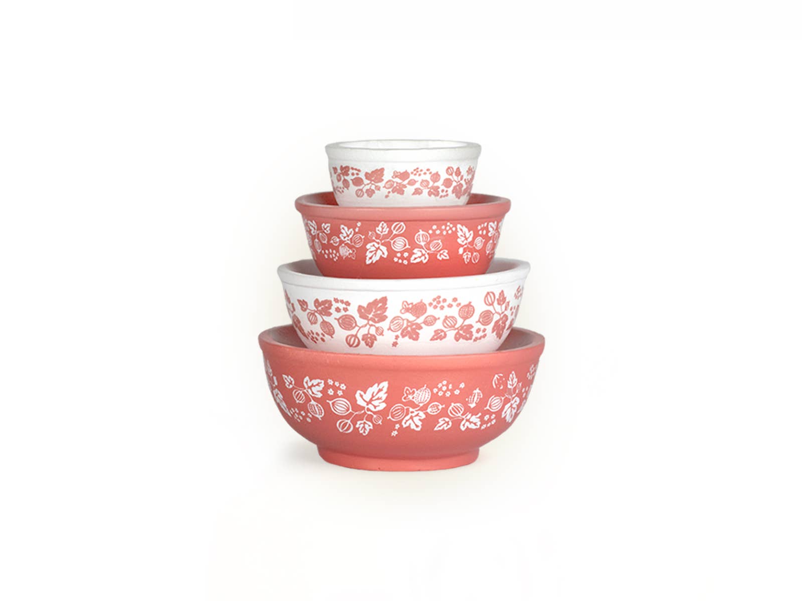 Mini Pyrex-Inspired Mixing Bowls – Retro Stackable Set: Spring Blossom