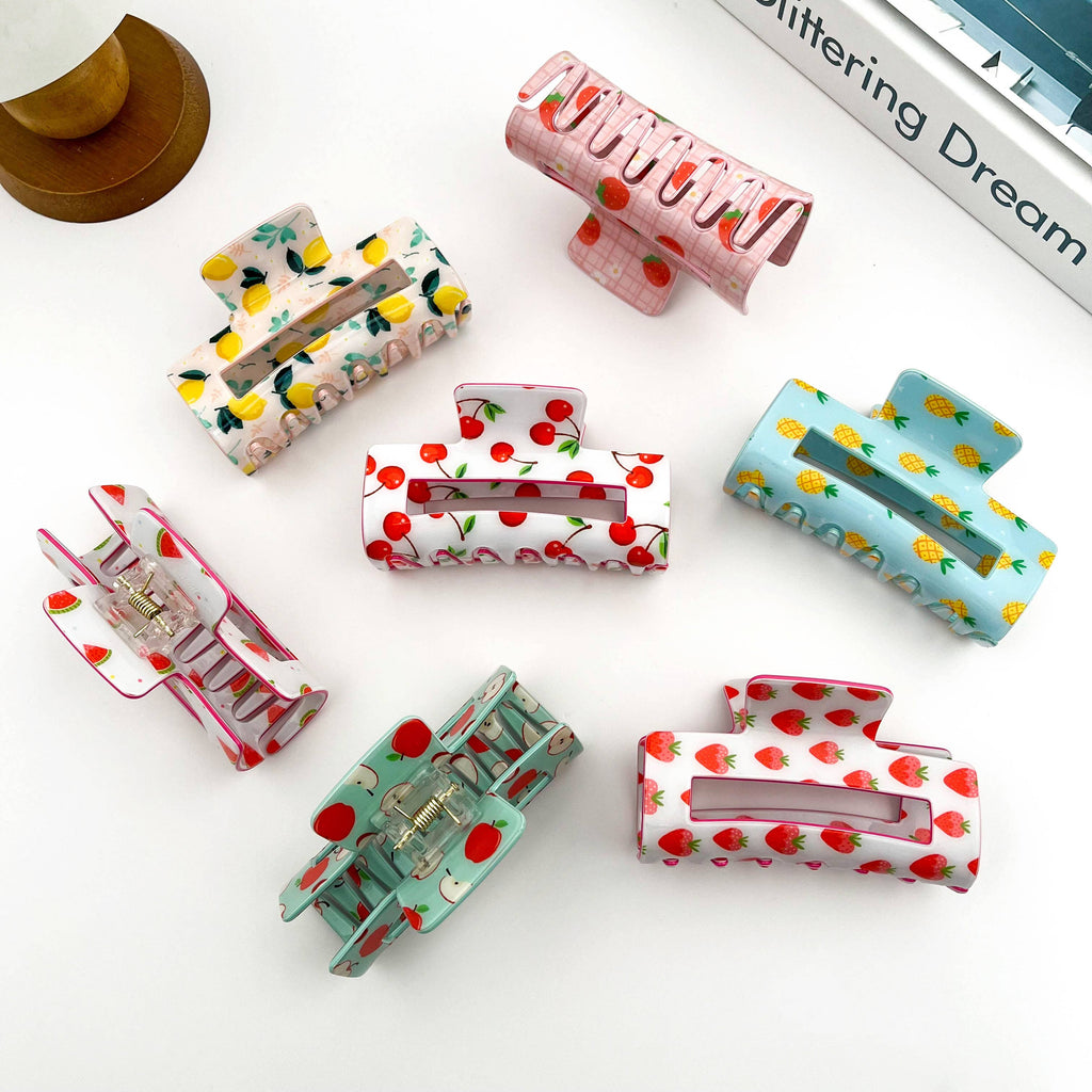 Playful Fruit-Inspired Hollow Rectangle Hair Claw Clip: Watermelon