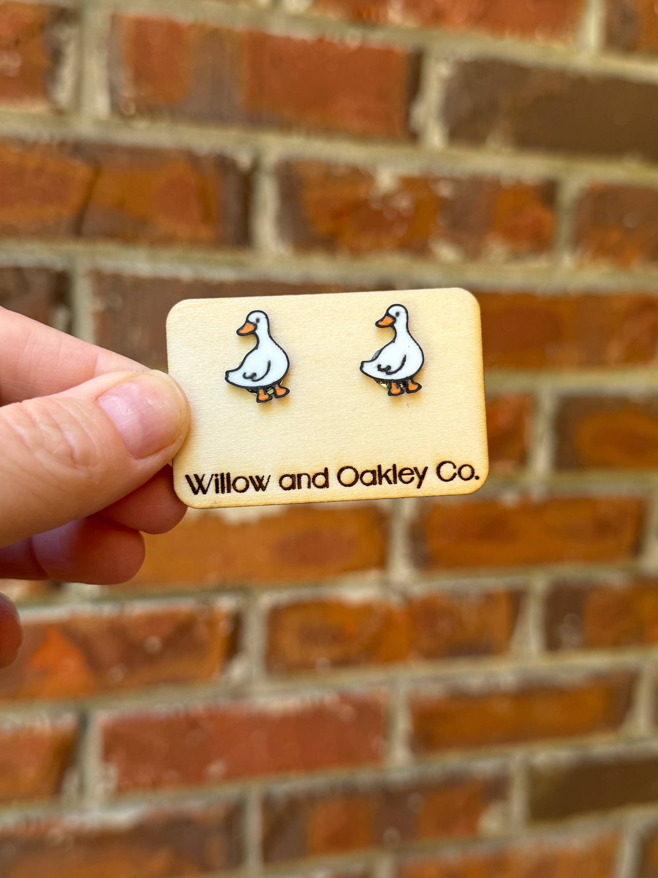 3d Printed Goose stud earrings