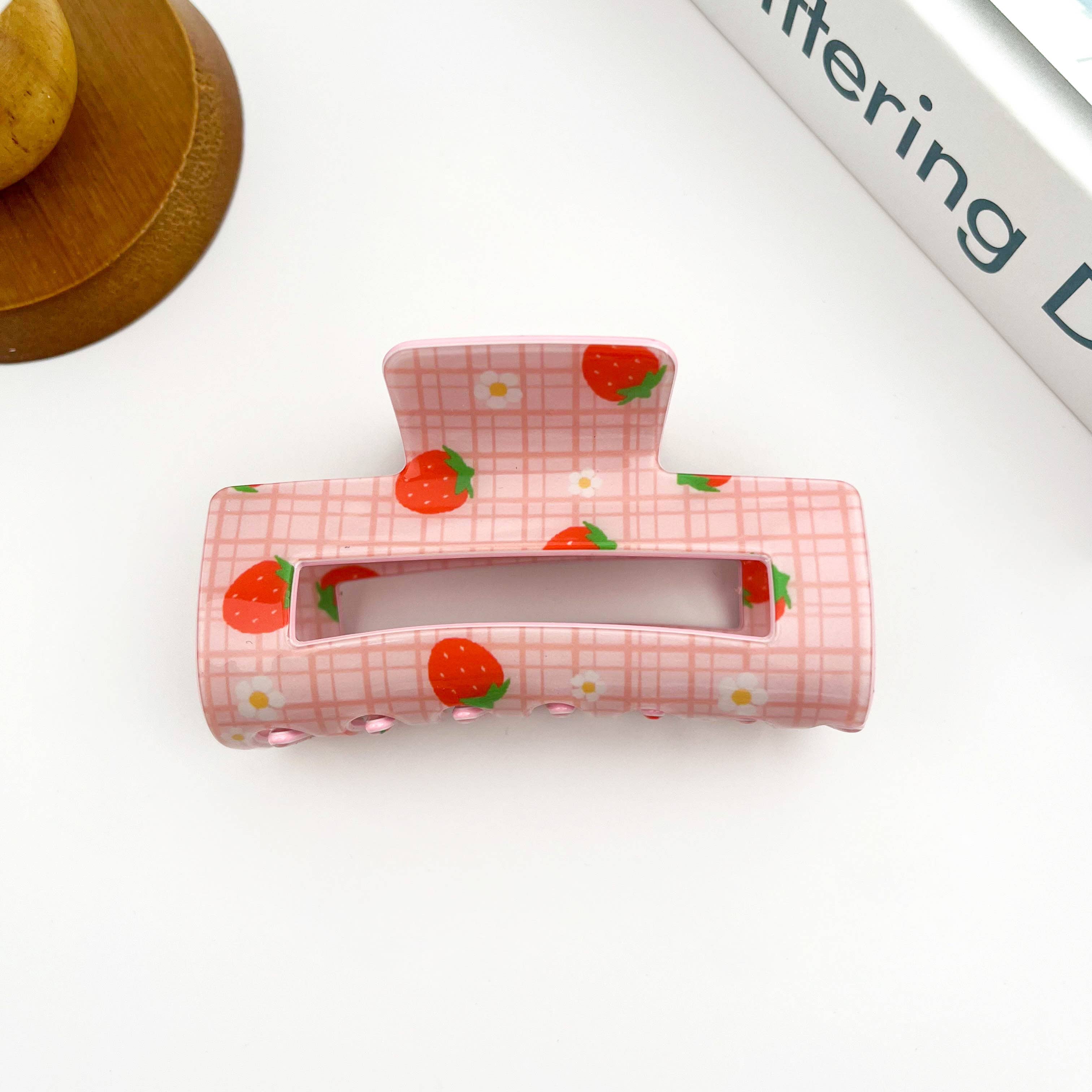 Playful Fruit-Inspired Hollow Rectangle Hair Claw Clip: Flower