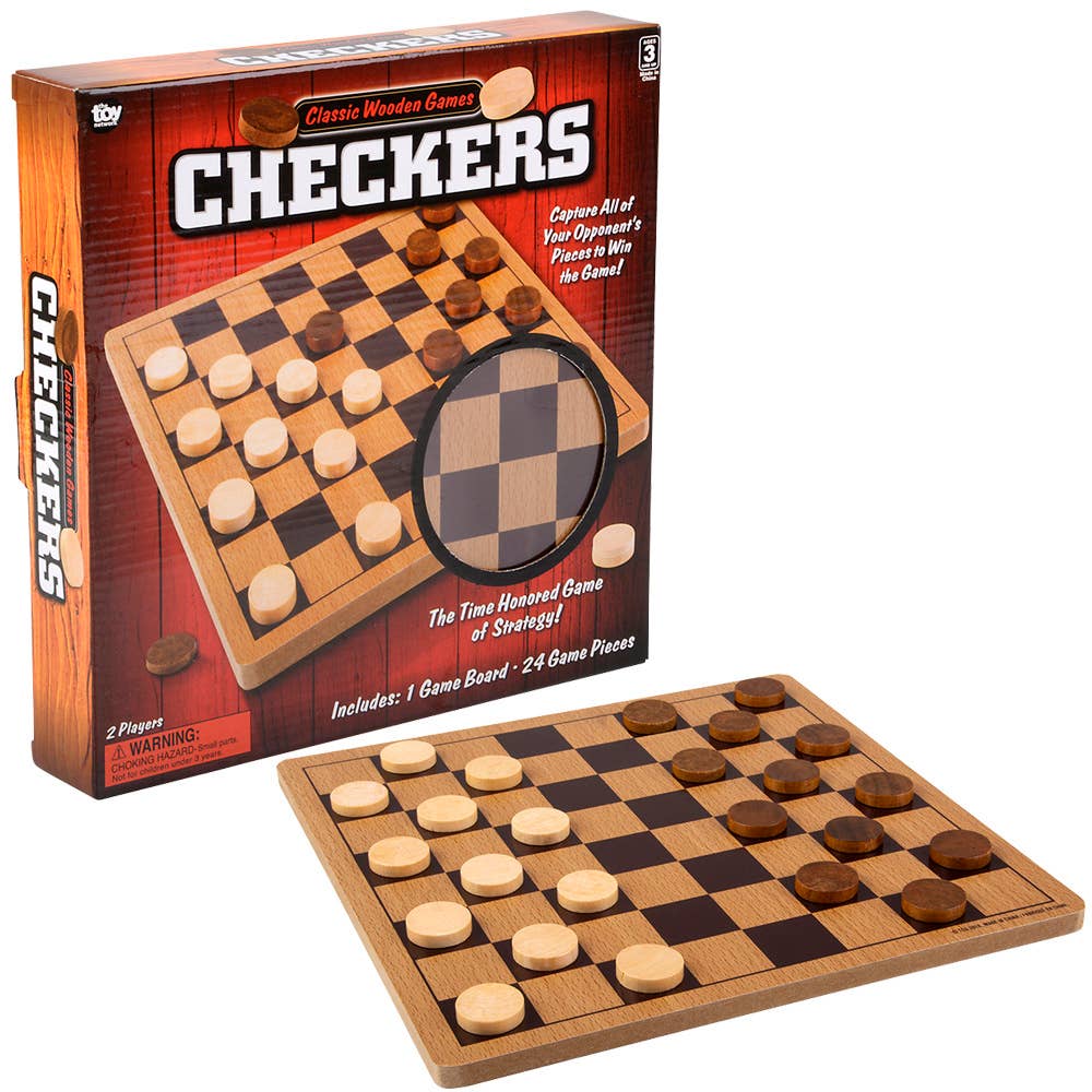 Wooden Checkers Game