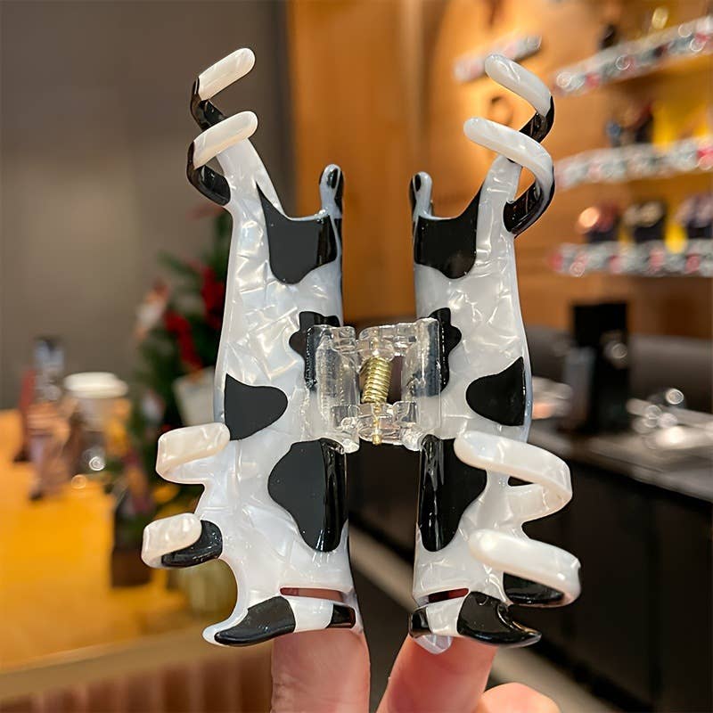 Black Cow Claw Clip