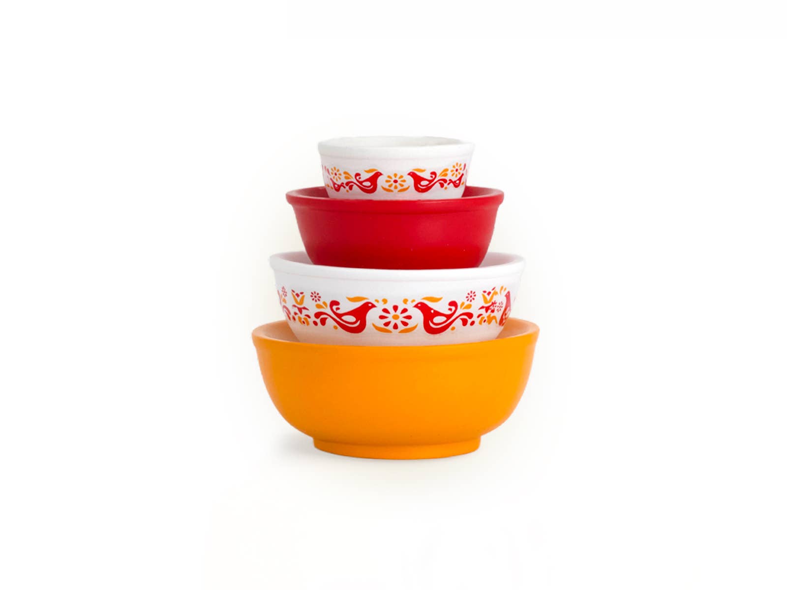 Mini Pyrex-Inspired Mixing Bowls – Retro Stackable Set: Butterfly Gold