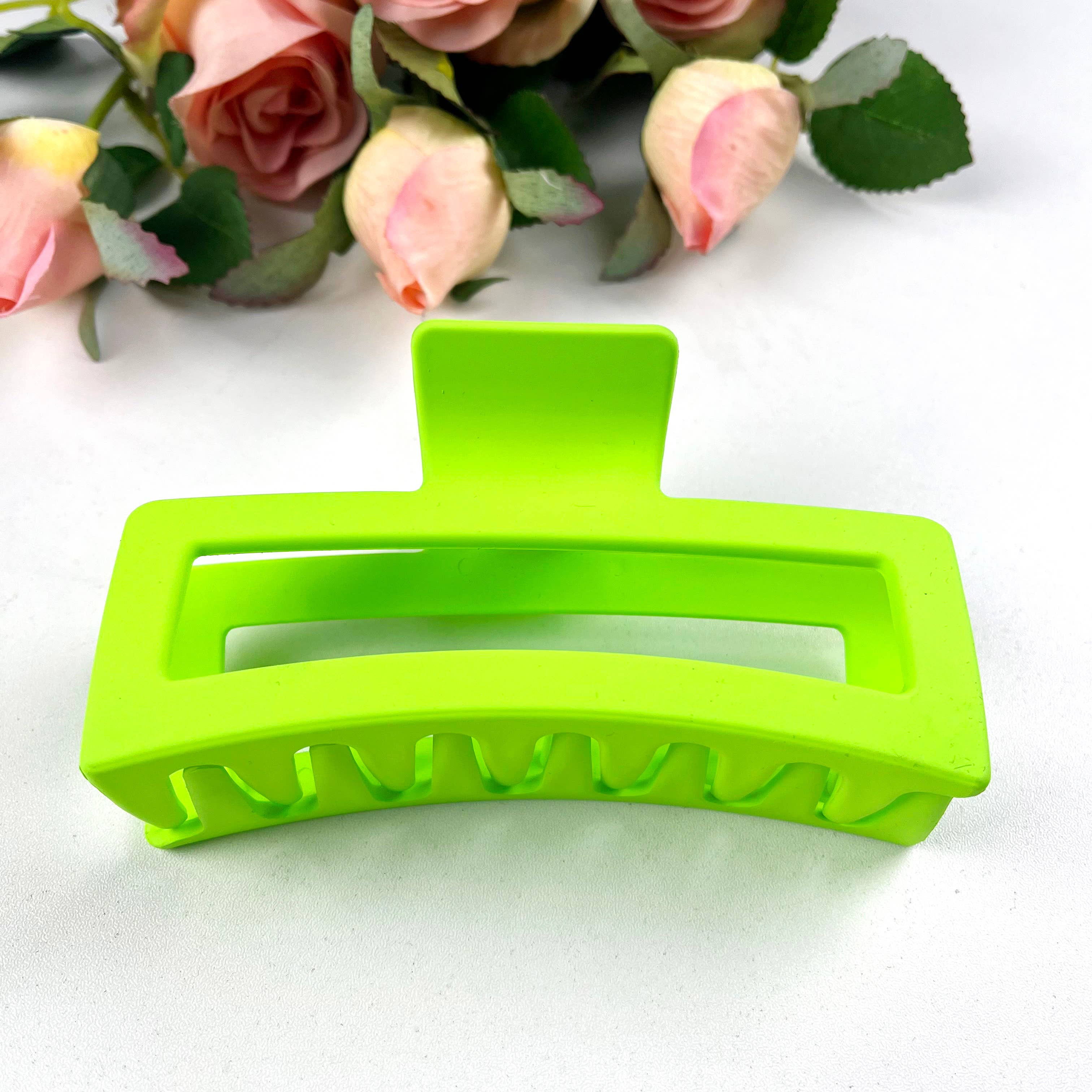 Solid color rectangular claw clip large hair clips: Yellow