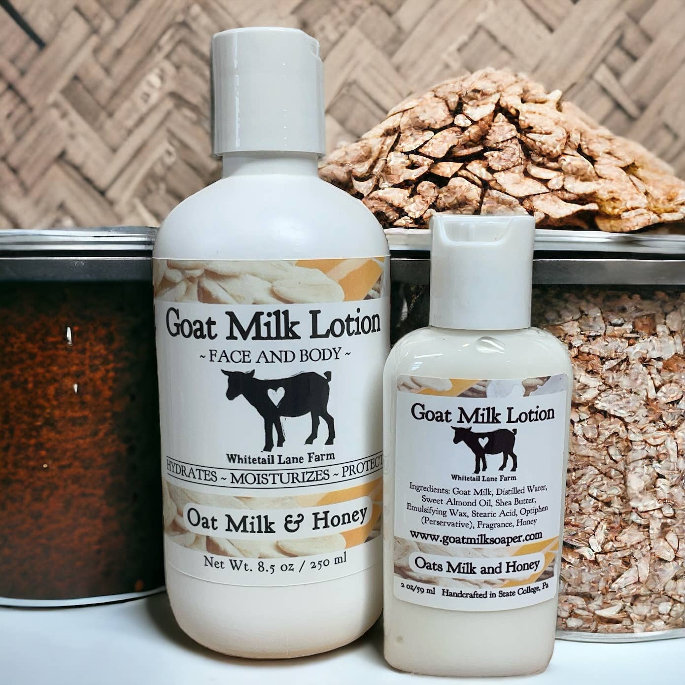 Goat Milk Lotion - Oats Milk and Honey: 8.5 oz with disc cap lid