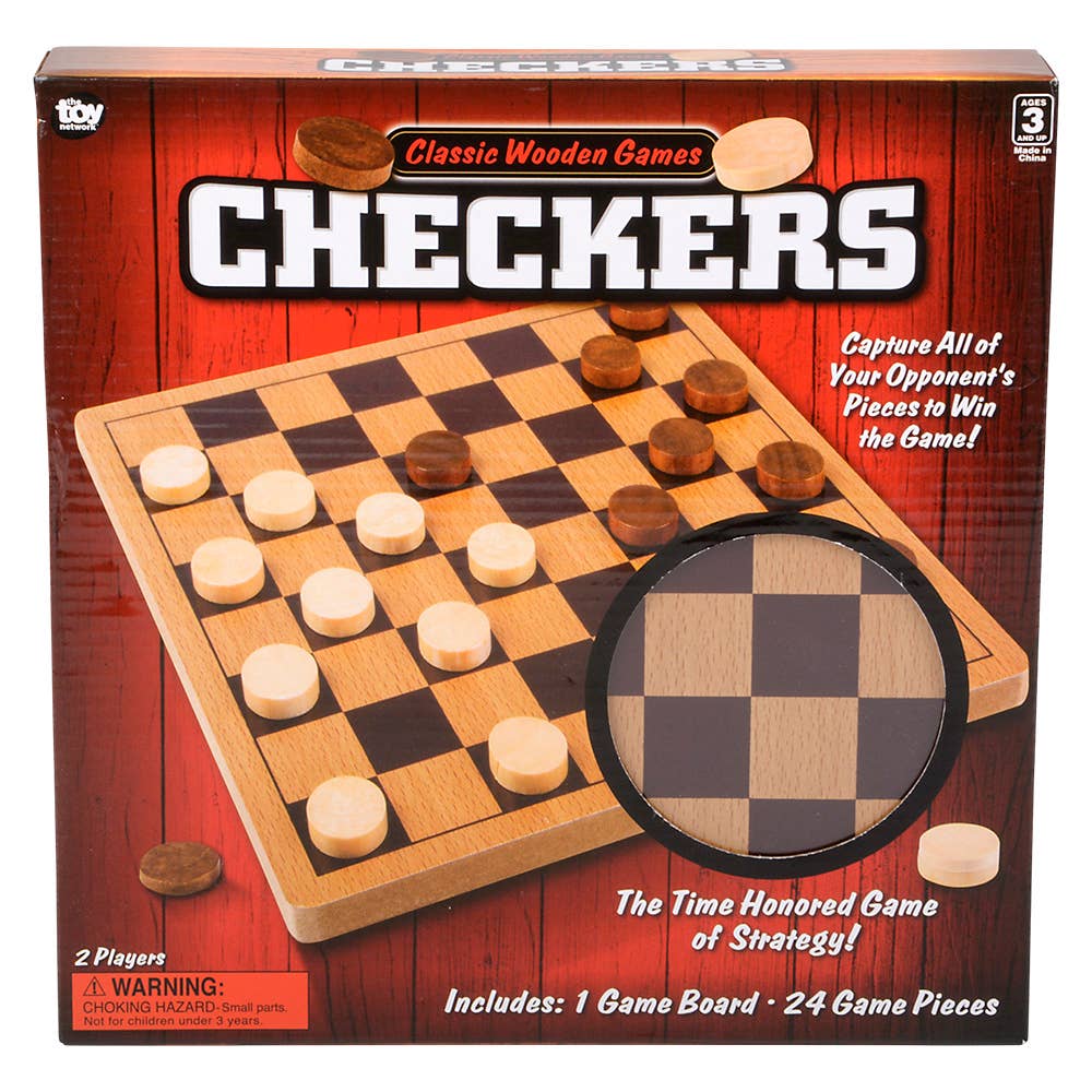 Wooden Checkers Game