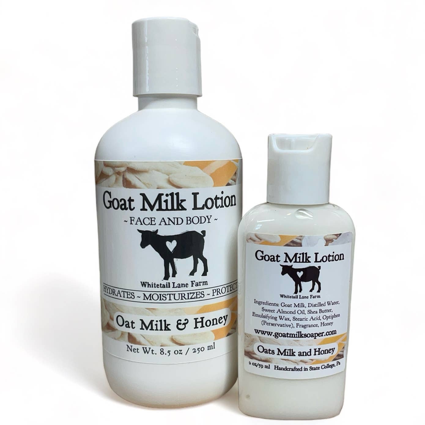 Goat Milk Lotion - Oats Milk and Honey: 8.5 oz with disc cap lid