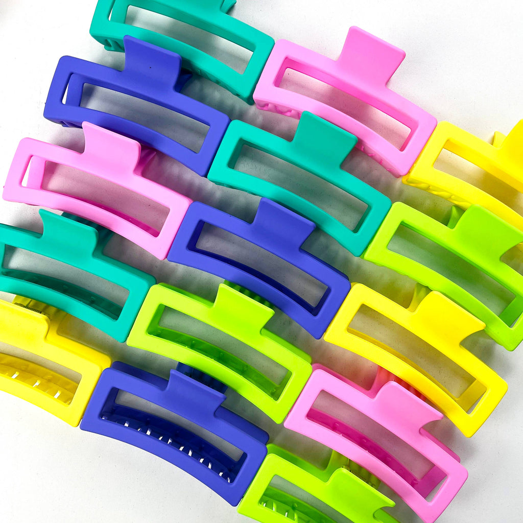 Solid color rectangular claw clip large hair clips: Deep-blue