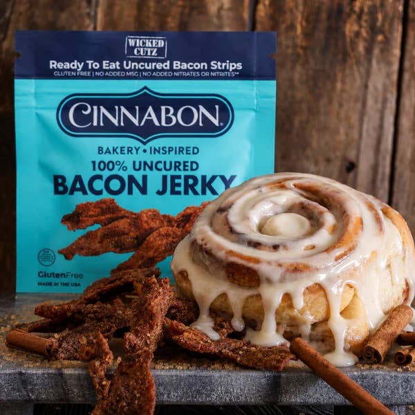Wicked Cutz Cinnabon Bacon Jerky, 100% uncured