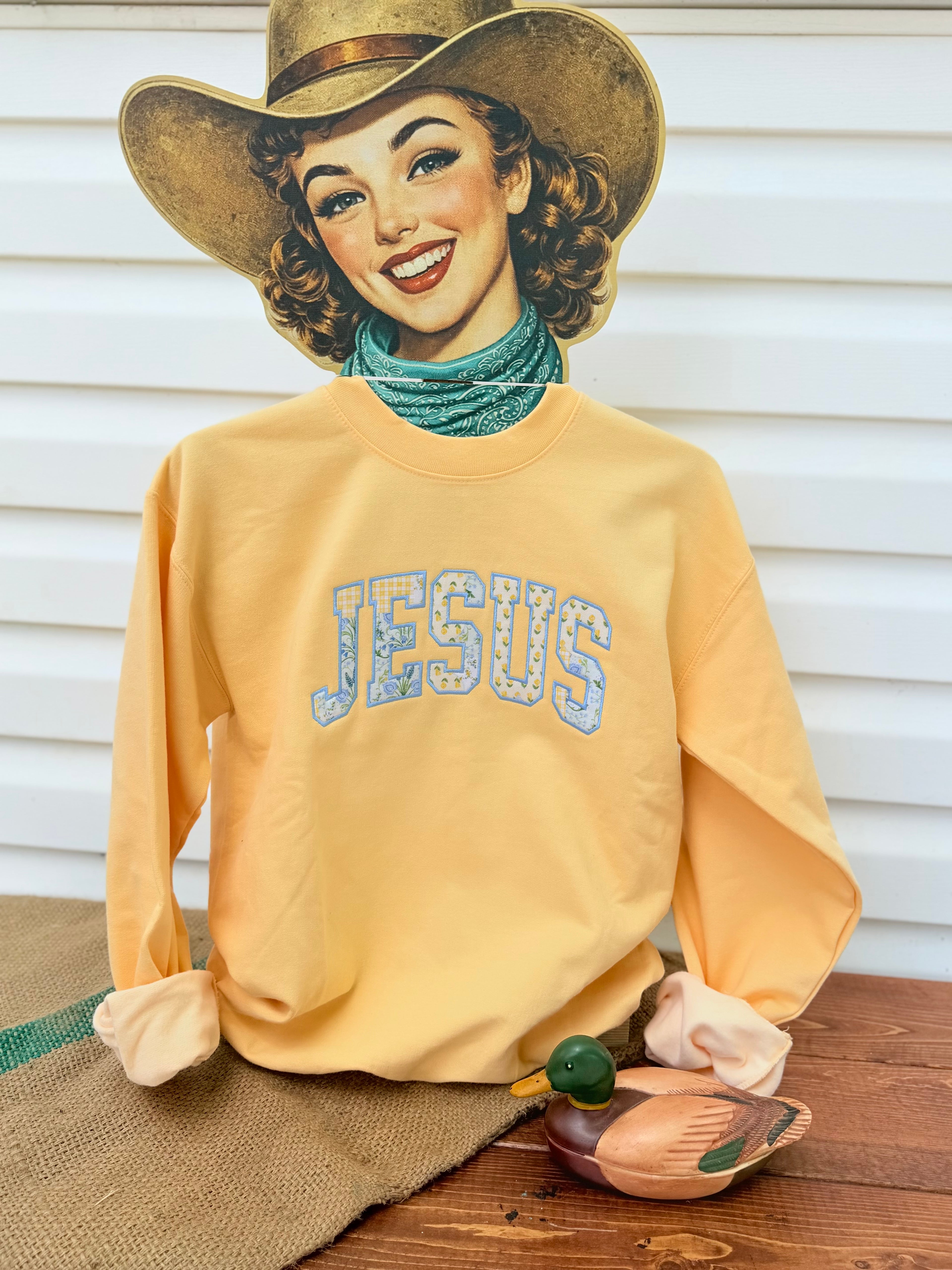 Jesus Applique Patch Work Sweatshirt