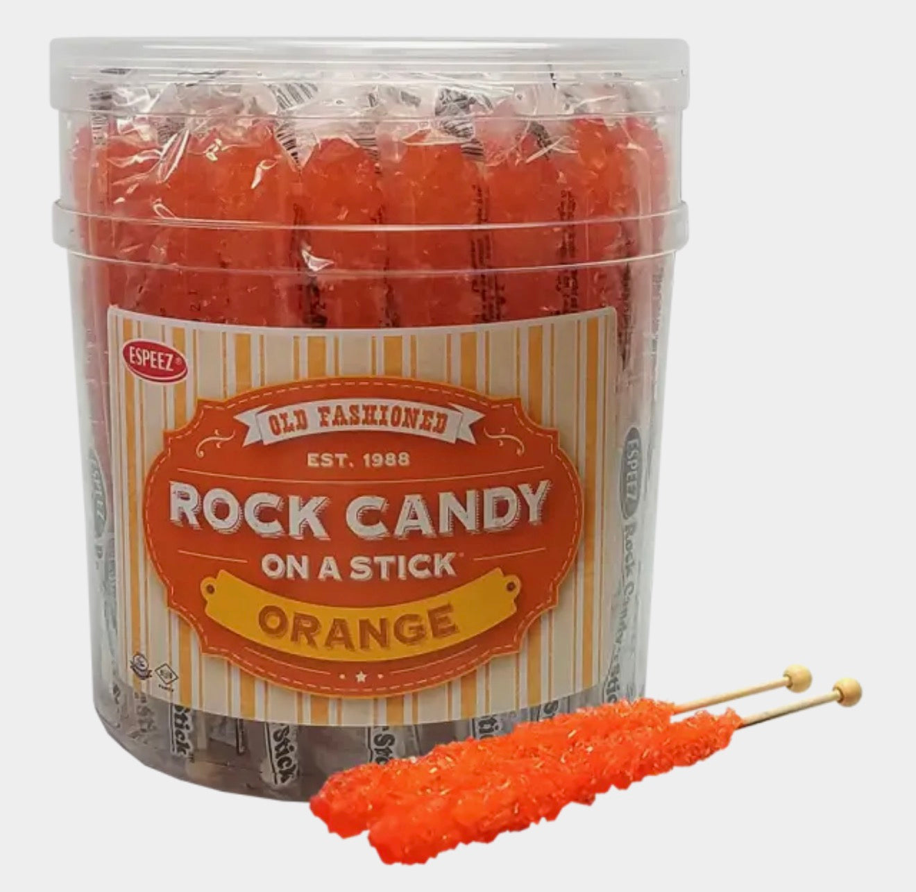 Old Fashion Rock Candy On A Stick- Orange