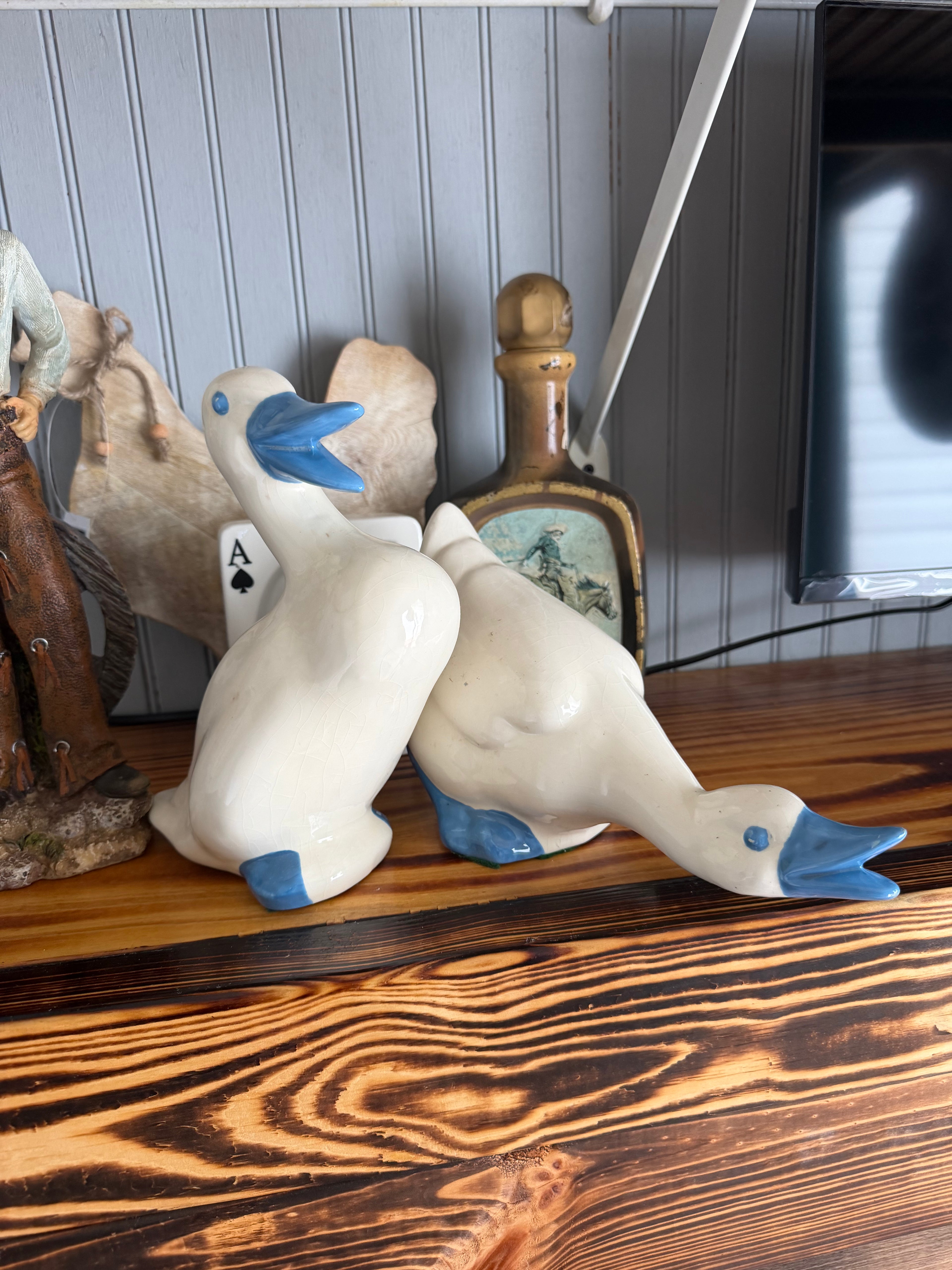 Ceramic Porcelain Geese Pair