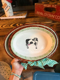 Wicker Cradle Cow Serving Dish- Set of 2