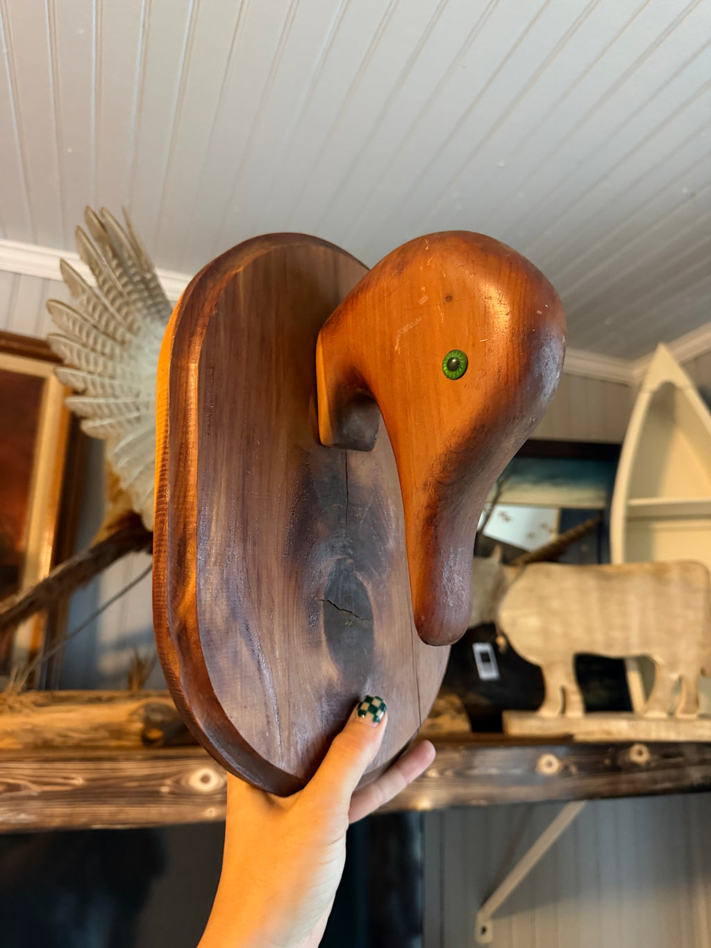 Viny Vintage Hand Carved Duck Plaque