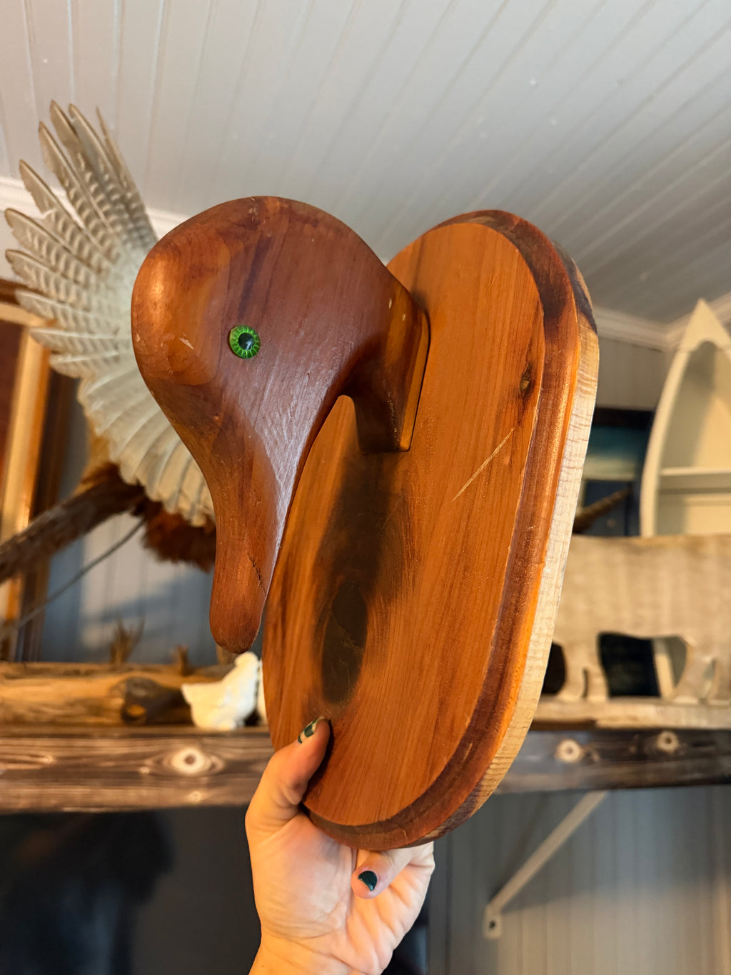 Viny Vintage Hand Carved Duck Plaque