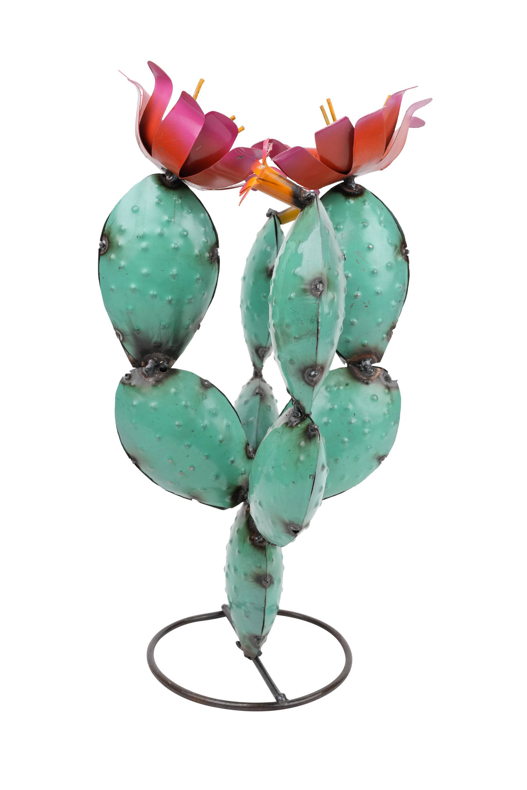 Desert Valley Metal Prickly Pear Cactus: Turquoise