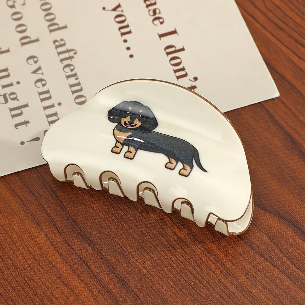 Ivory Dachshund Claw Clip
