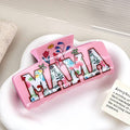 Mother's Day Floral MAMA Print Large Hair Clip: D