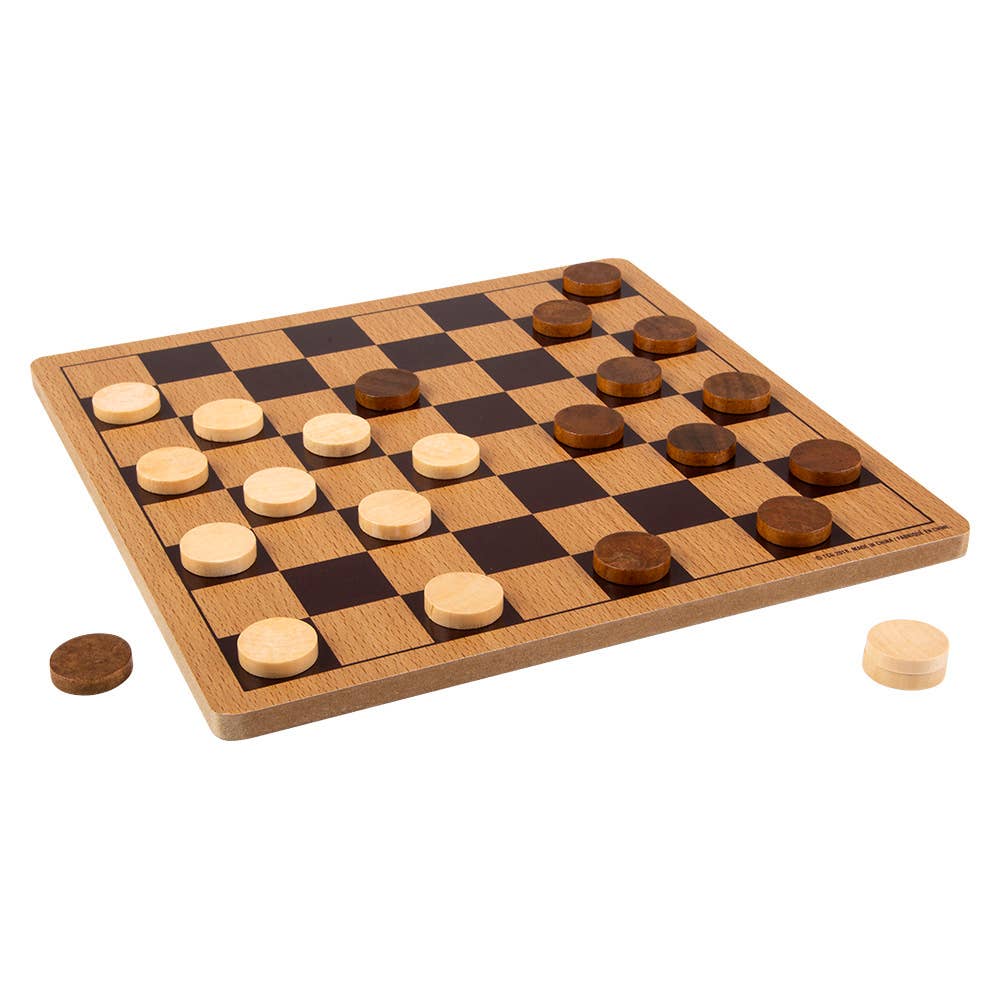 Wooden Checkers Game
