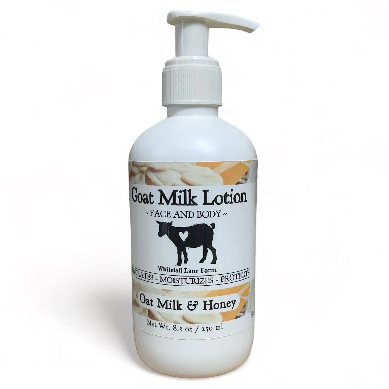Goat Milk Lotion - Oats Milk and Honey: 8.5 oz with disc cap lid