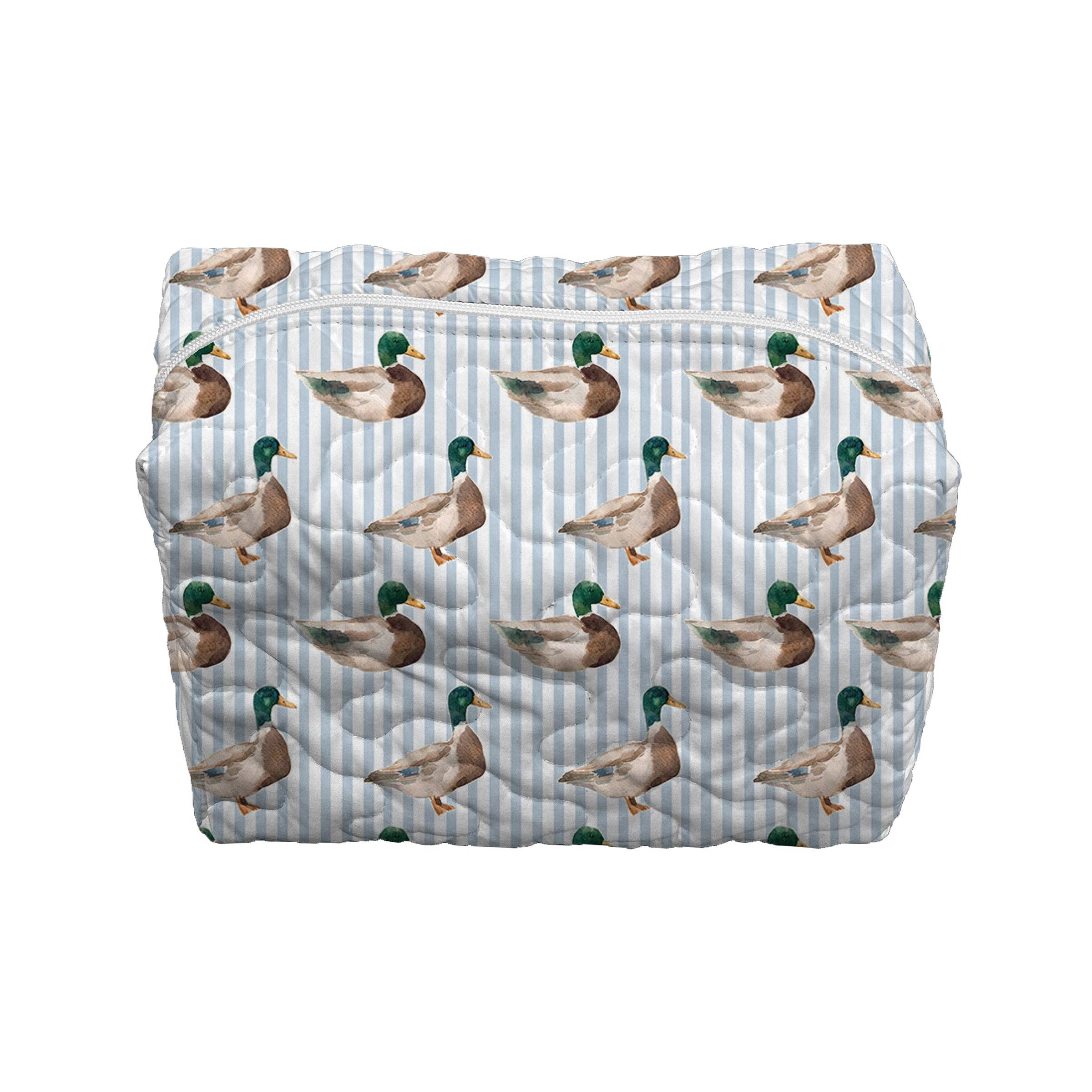 Mallory Ducks Icon Blue Quilted Makeup Bag: Small