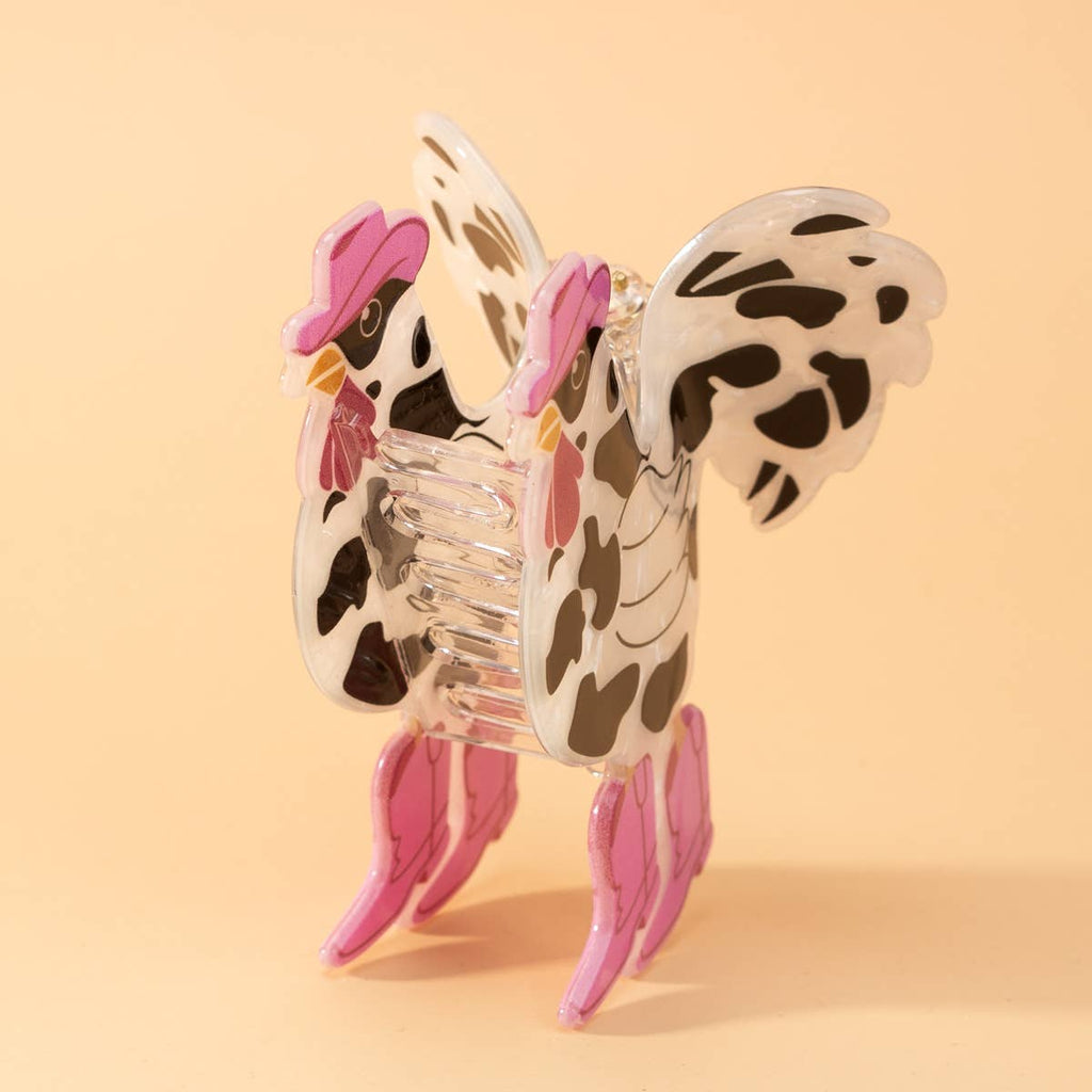 Cow Print Rooster Clip