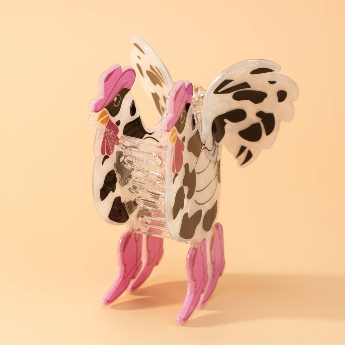 Cow Print Rooster Clip