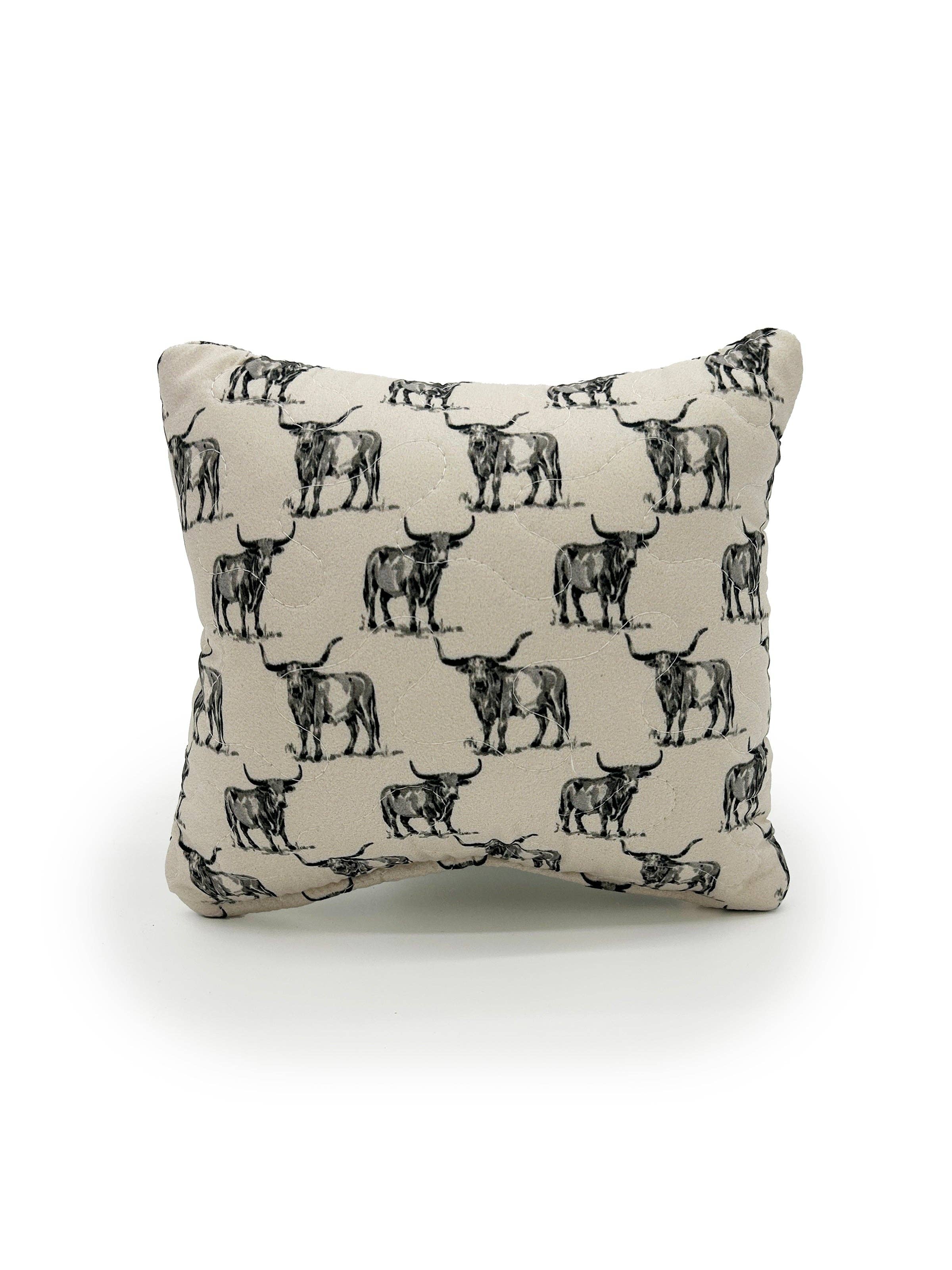"Hey Y'all" Longhorns Quilted Mini Pillow 8" x 8"