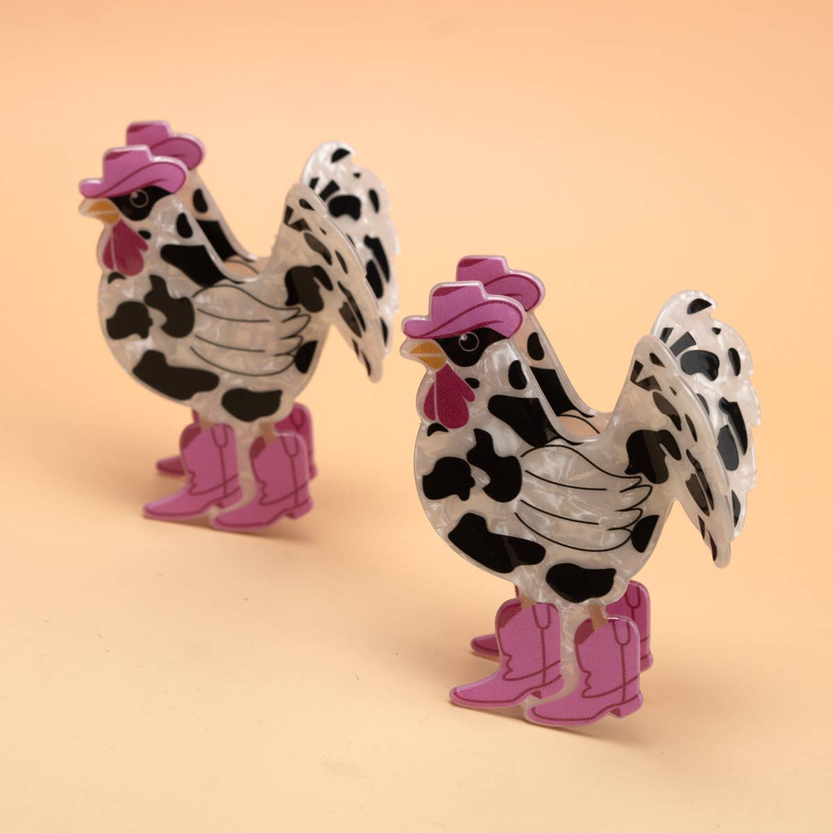 Cow Print Rooster Clip