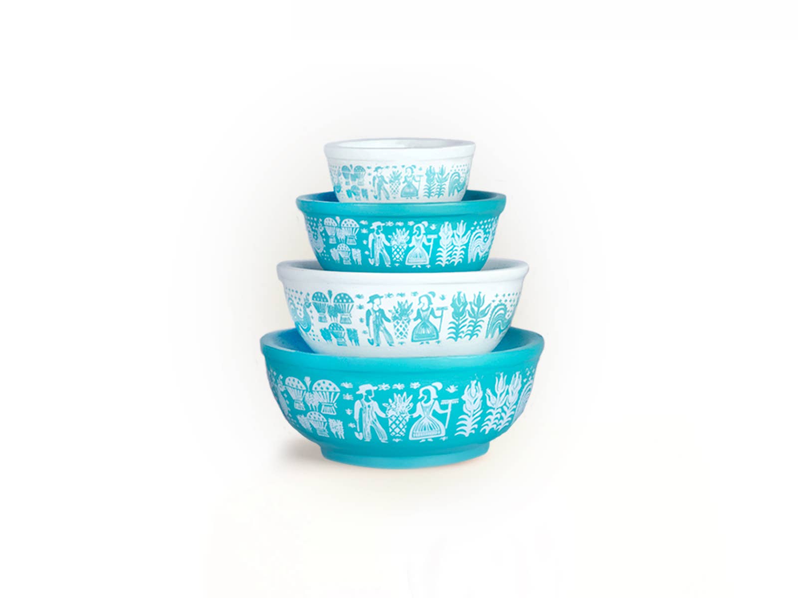 Mini Pyrex-Inspired Mixing Bowls – Retro Stackable Set: Butterprint