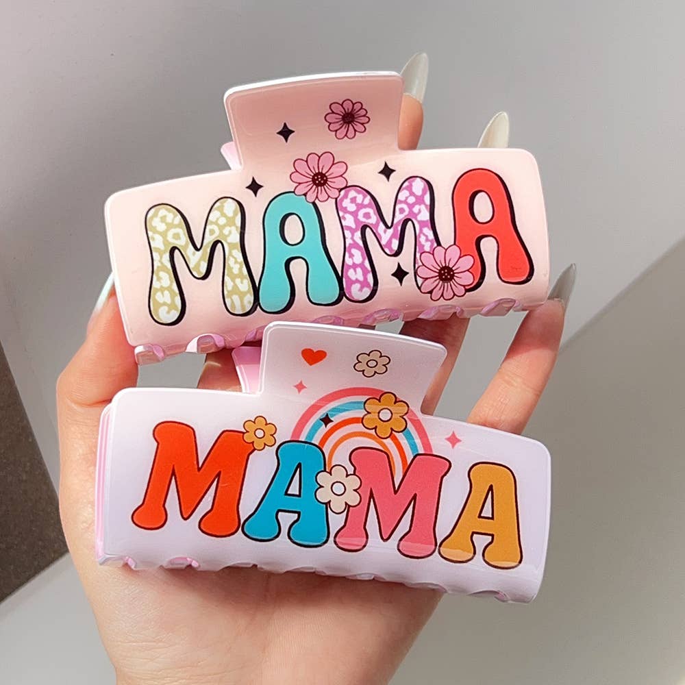 Mother's Day Floral MAMA Print Large Hair Clip: C