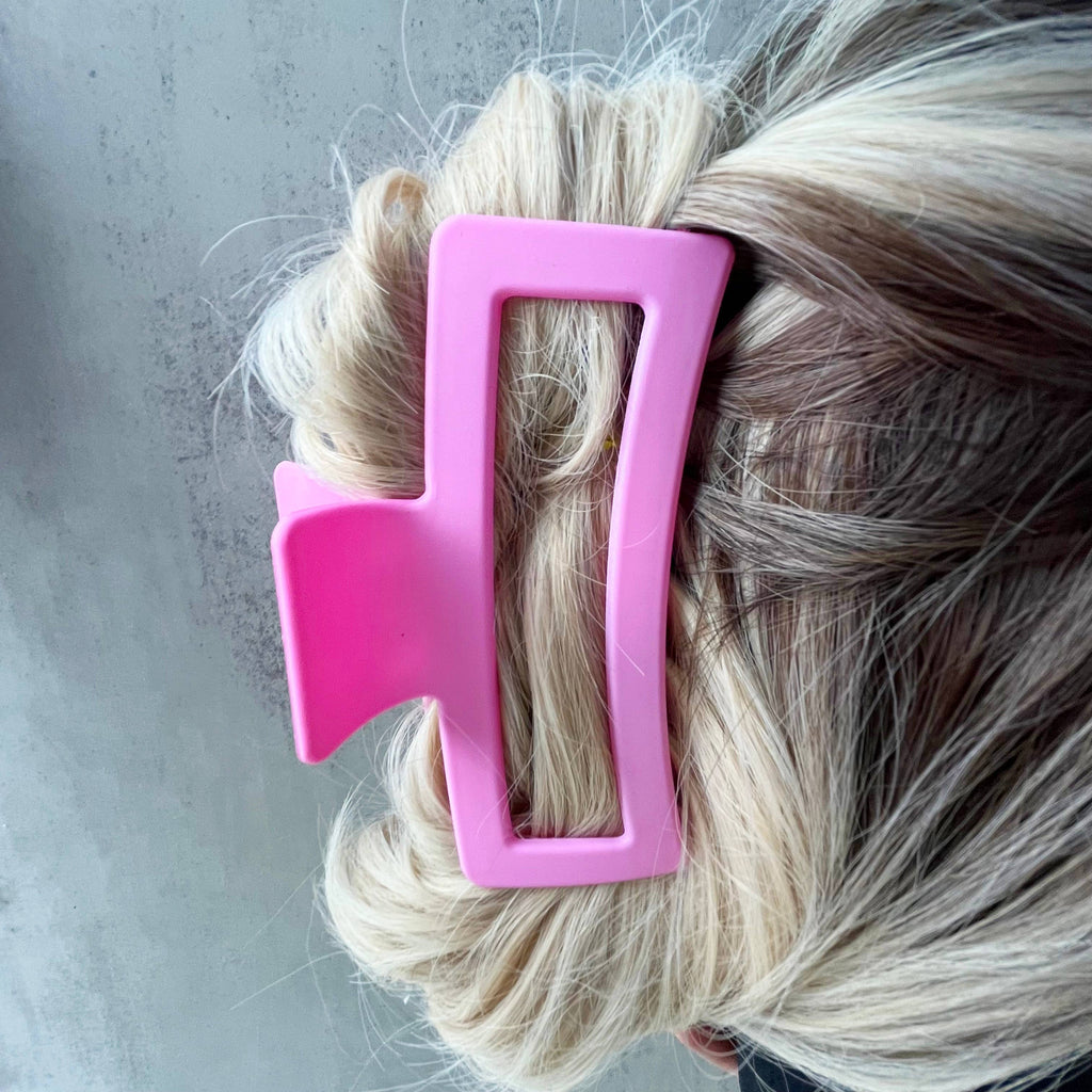 Solid color rectangular claw clip large hair clip: Green