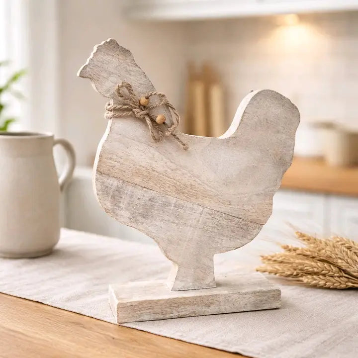 Wooden Rooster Shelf Sitter