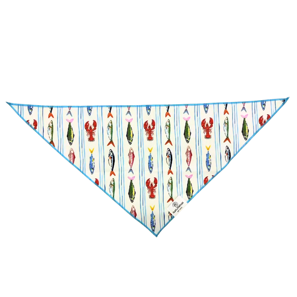 Coastal Fish Striped Dog Bandana: