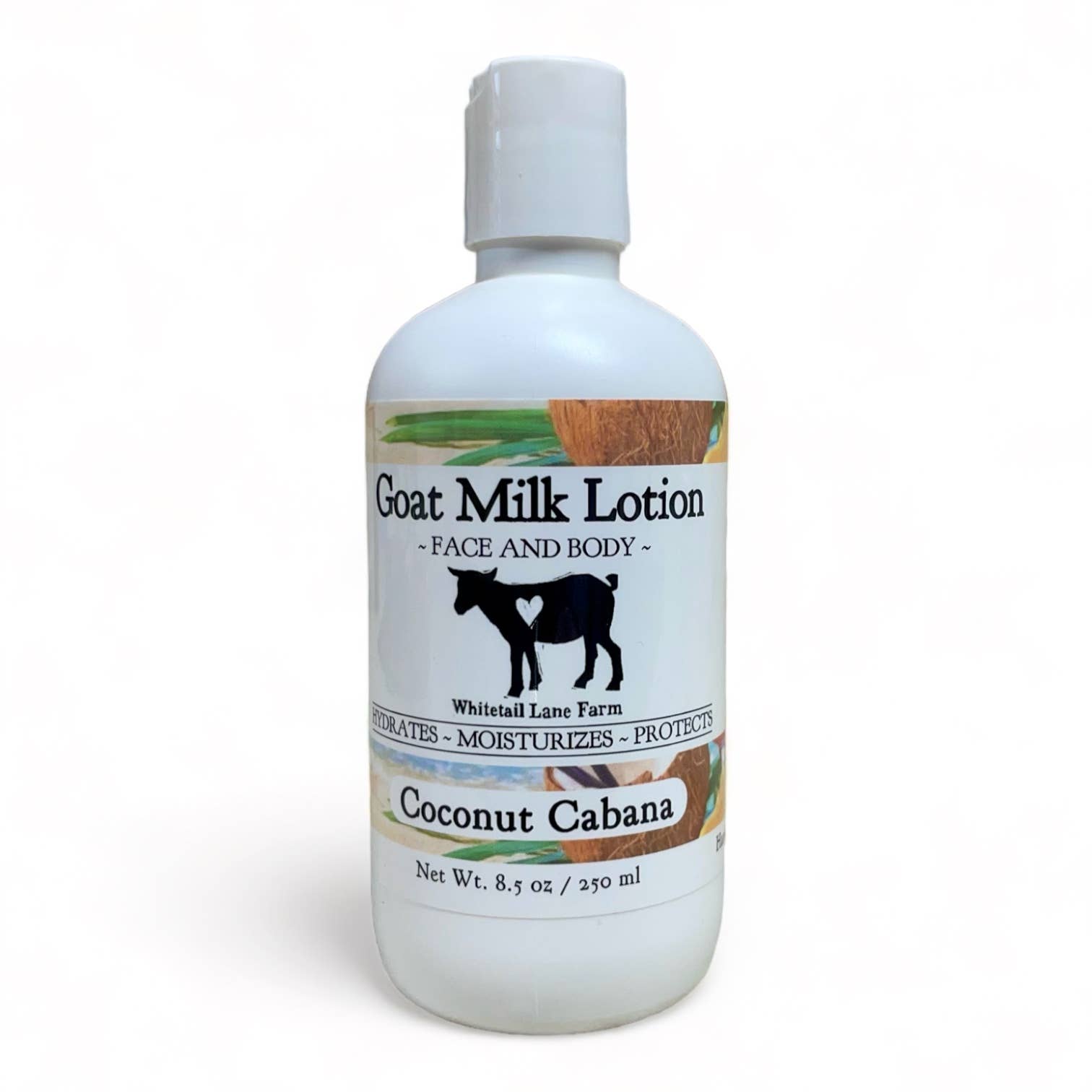 Goat Milk Lotion - Coconut Cabana: 8.5 oz with disc cap lid