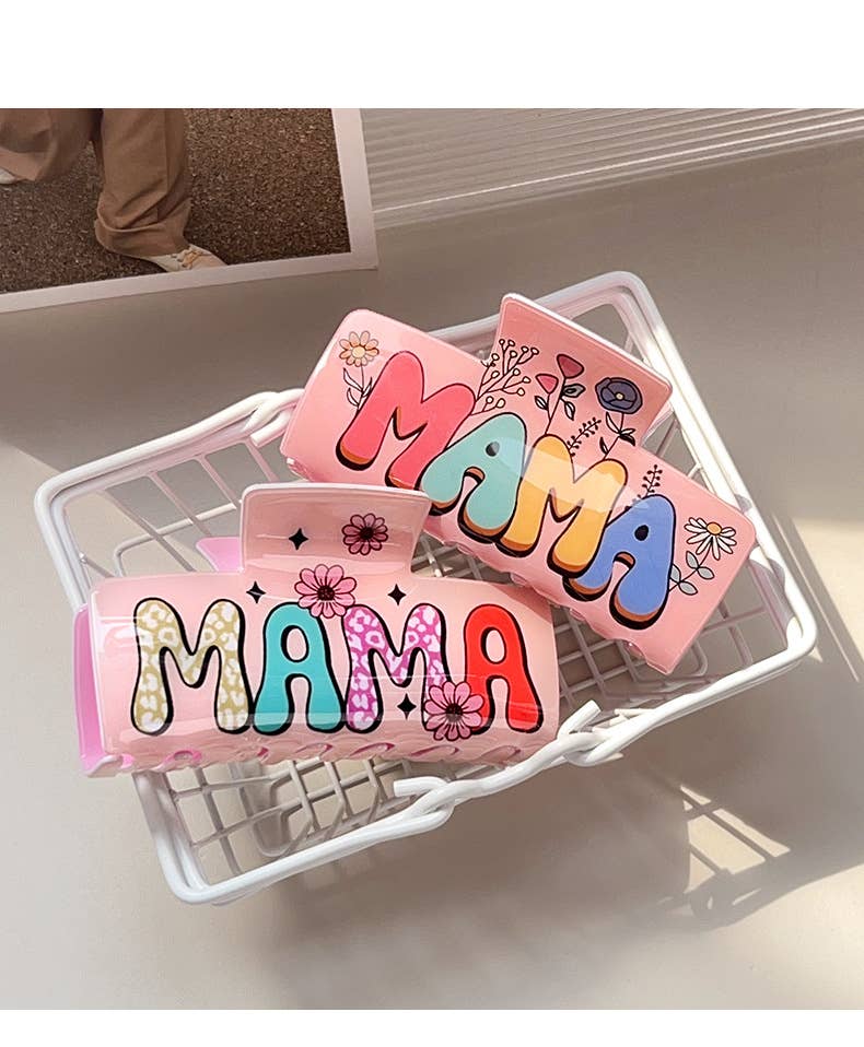 Mother's Day Floral MAMA Print Large Hair Clip: C