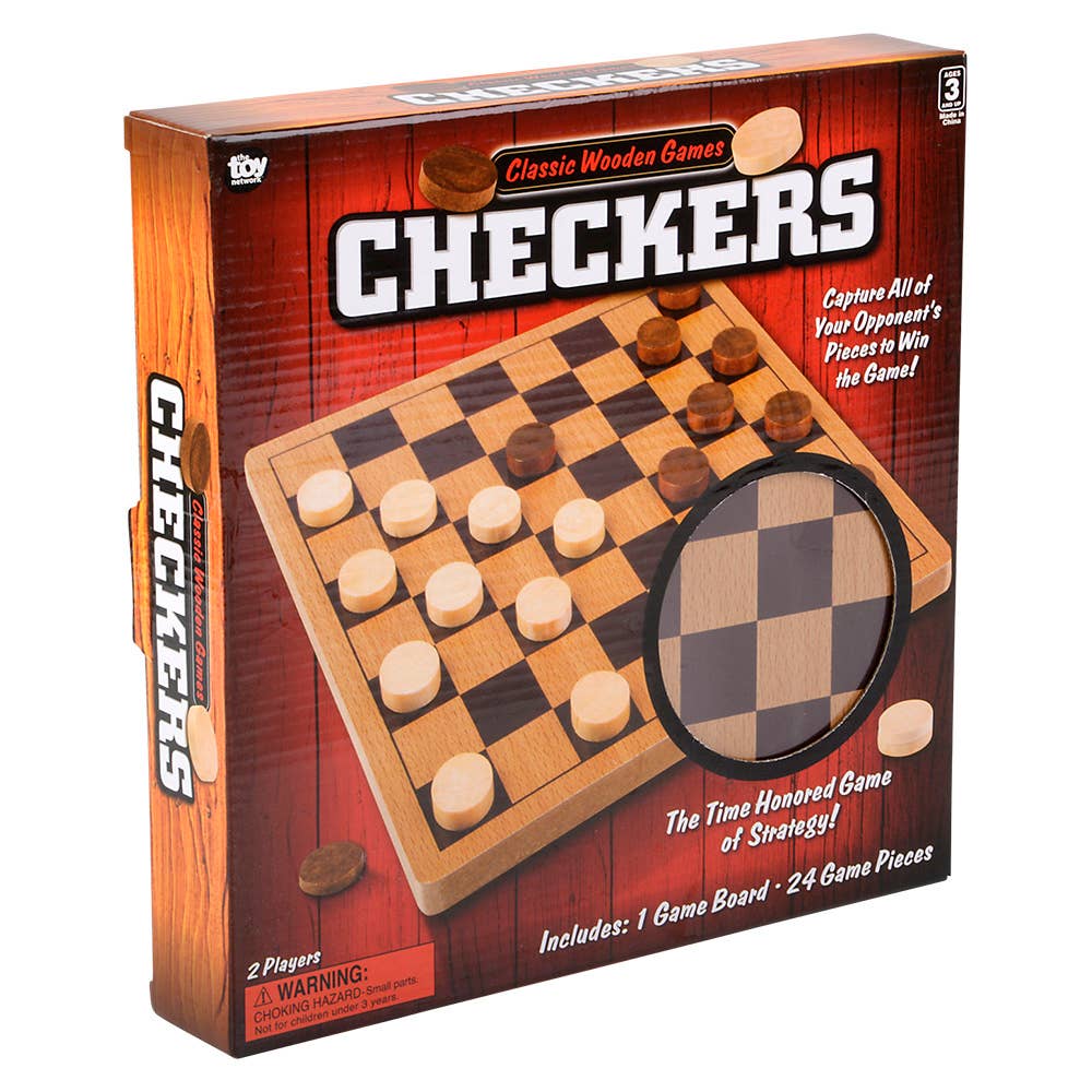 Wooden Checkers Game