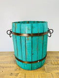 Handmade Wooden Turquoise Barrel