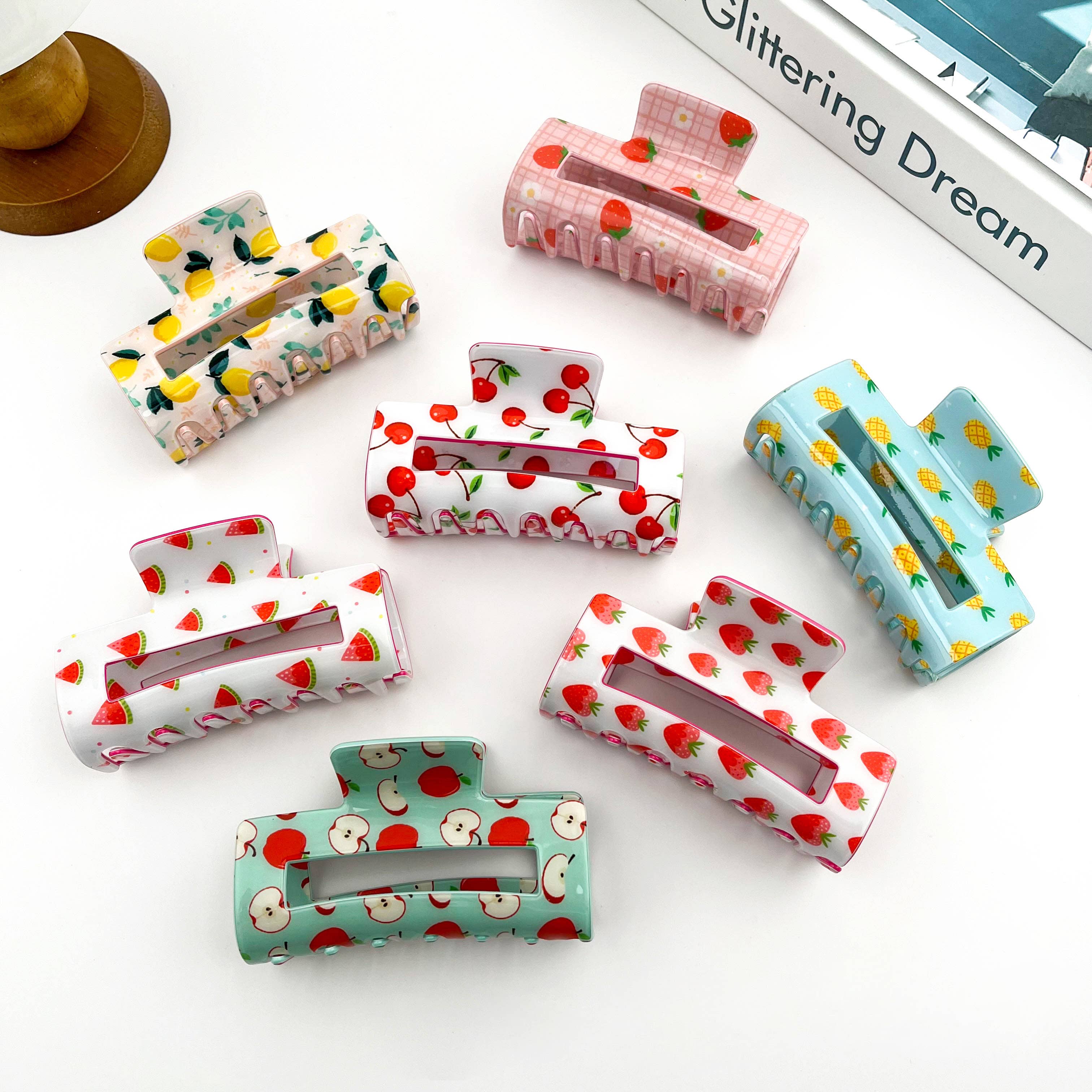 Playful Fruit-Inspired Hollow Rectangle Hair Claw Clip: Watermelon