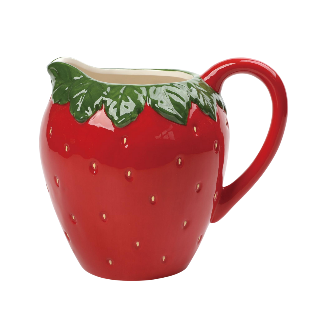 Strawberry Ceramic Beverage Pitcher red
