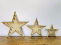 Handmade Wood Wall Stars, 3pc Set