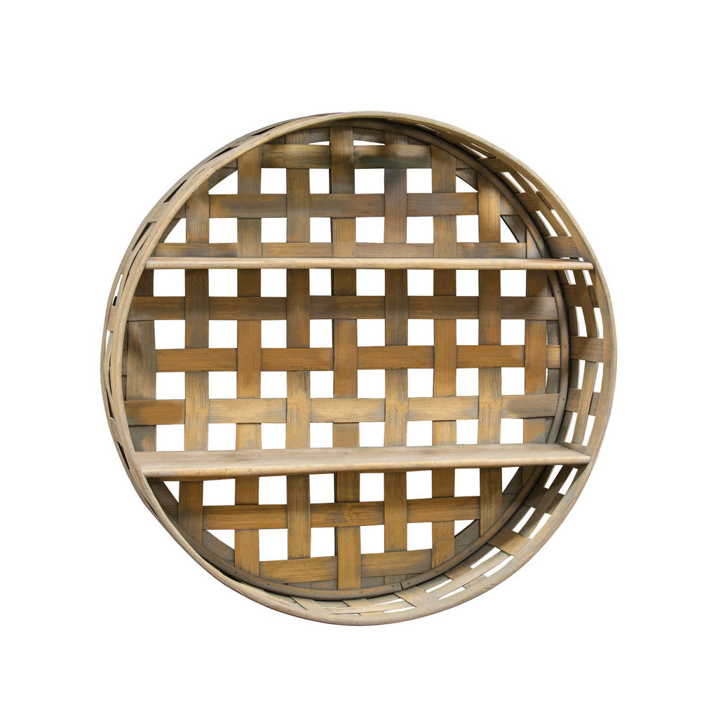Basket Weave Two-Level Round Wall Shelf
