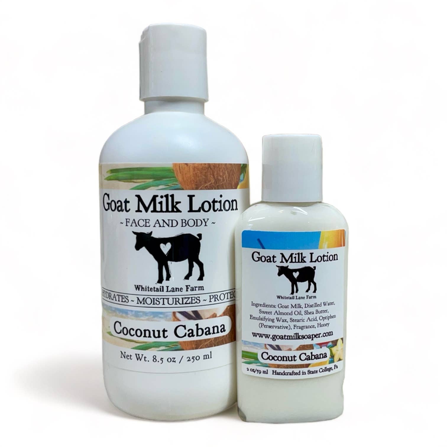 Goat Milk Lotion - Coconut Cabana: 8.5 oz with disc cap lid