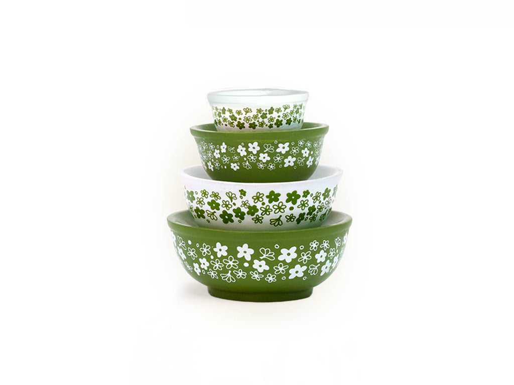 Mini Pyrex-Inspired Mixing Bowls – Retro Stackable Set: Butterfly Gold